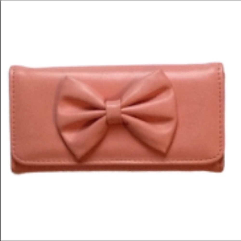 Wet Seal Trifold Wallet with Bow Peach NWOT